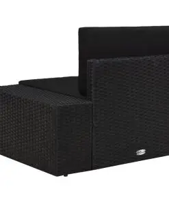 vidaXL Sectional Corner Sofa with Left Armrest Poly Rattan Black