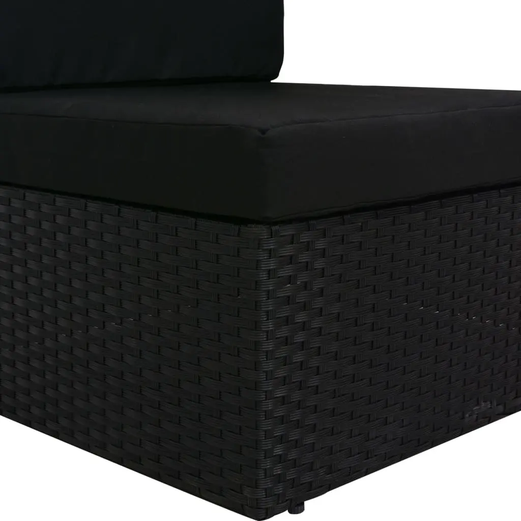 vidaXL Sectional Corner Sofa with Left Armrest Poly Rattan Black