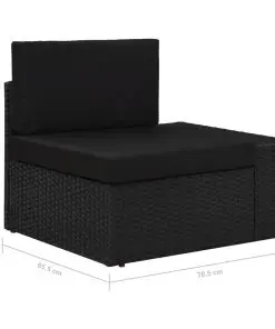 vidaXL Sectional Corner Sofa with Left Armrest Poly Rattan Black