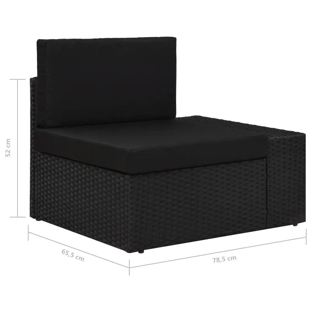 vidaXL Sectional Corner Sofa with Left Armrest Poly Rattan Black