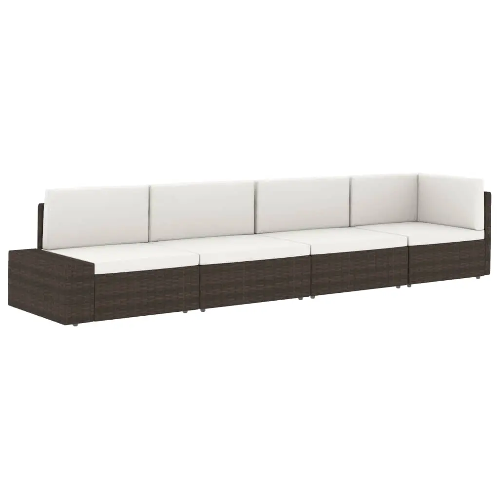 vidaXL Sectional Corner Sofa with Left Armrest Poly Rattan Black