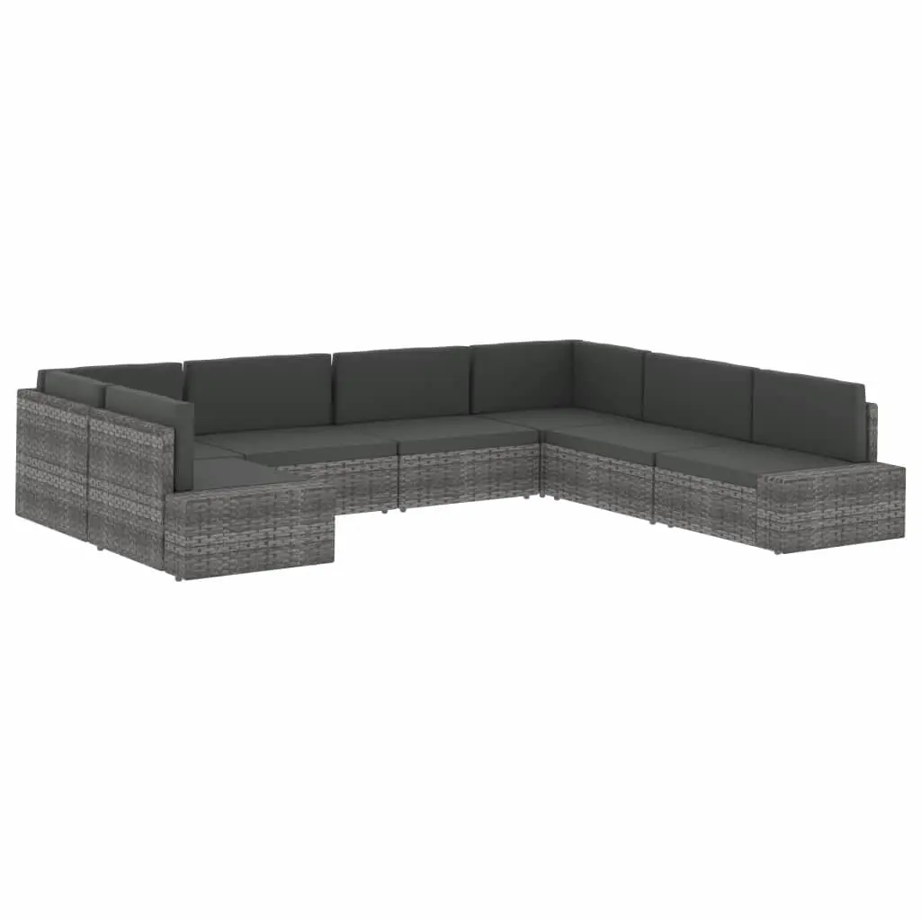 vidaXL Sectional Corner Sofa with Left Armrest Poly Rattan Black