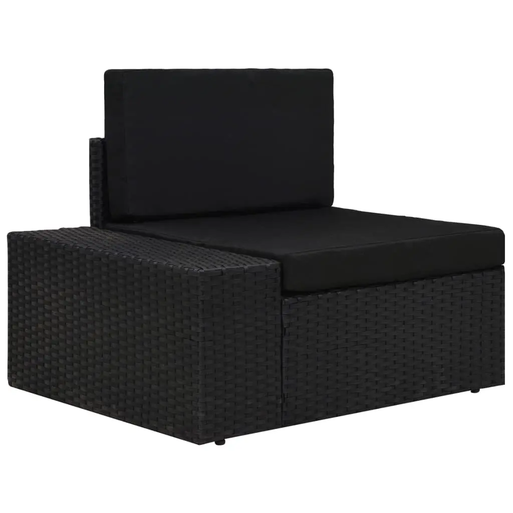 vidaXL Sectional Corner Sofa with Right Armrest Poly Rattan Black