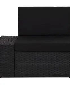 vidaXL Sectional Corner Sofa with Right Armrest Poly Rattan Black