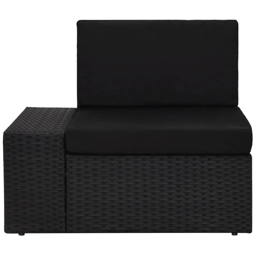 vidaXL Sectional Corner Sofa with Right Armrest Poly Rattan Black