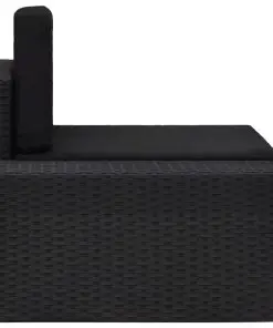 vidaXL Sectional Corner Sofa with Right Armrest Poly Rattan Black