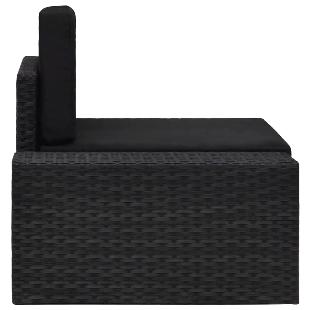 vidaXL Sectional Corner Sofa with Right Armrest Poly Rattan Black