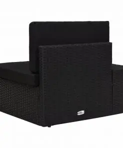 vidaXL Sectional Corner Sofa with Right Armrest Poly Rattan Black