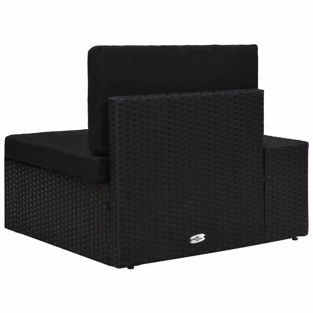 vidaXL Sectional Corner Sofa with Right Armrest Poly Rattan Black