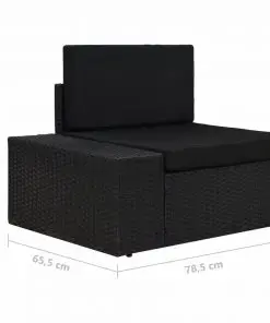 vidaXL Sectional Corner Sofa with Right Armrest Poly Rattan Black