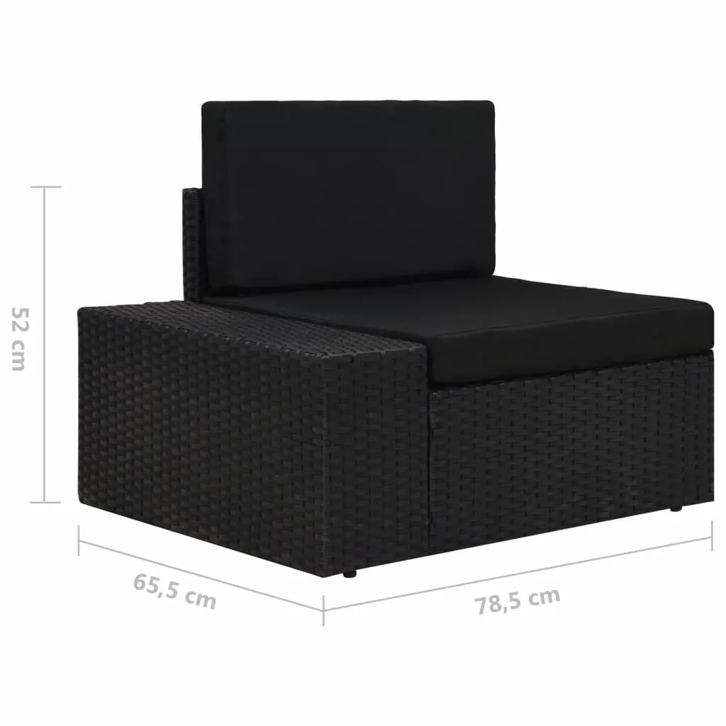 vidaXL Sectional Corner Sofa with Right Armrest Poly Rattan Black