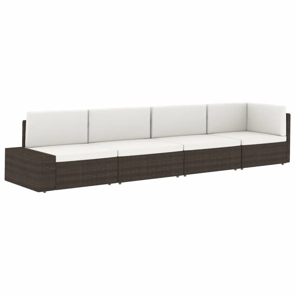 vidaXL Sectional Corner Sofa with Right Armrest Poly Rattan Black