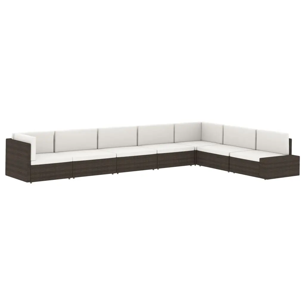 vidaXL Sectional Corner Sofa with Right Armrest Poly Rattan Black