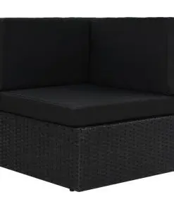 vidaXL Sectional Corner Sofa Poly Rattan Black