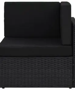 vidaXL Sectional Corner Sofa Poly Rattan Black