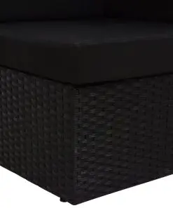 vidaXL Sectional Corner Sofa Poly Rattan Black
