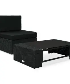 vidaXL 2 Piece Garden Lounge Set Poly Rattan Black