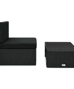 vidaXL 2 Piece Garden Lounge Set Poly Rattan Black