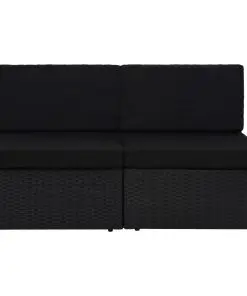 vidaXL Sectional Sofa 2-Seater Poly Rattan Black