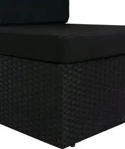 vidaXL Sectional Sofa 2-Seater Poly Rattan Black