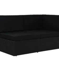 vidaXL Sectional Sofa 2-Seater Poly Rattan Black