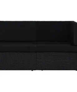 vidaXL Sectional Sofa 2-Seater Poly Rattan Black