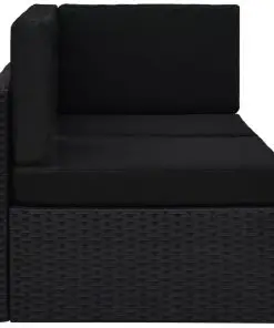 vidaXL Sectional Sofa 2-Seater Poly Rattan Black