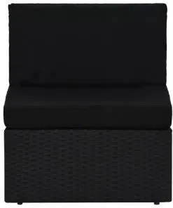 vidaXL Sectional Sofa 2-Seater Poly Rattan Black