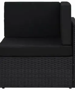 vidaXL Sectional Sofa 2-Seater Poly Rattan Black