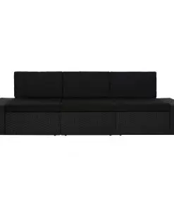 vidaXL Sectional Sofa 3-Seater Poly Rattan Black
