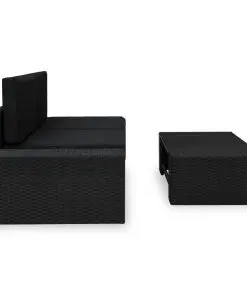 vidaXL 3 Piece Garden Lounge Set Poly Rattan Black