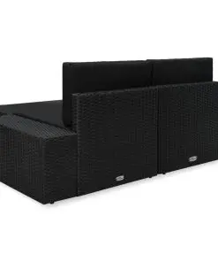 vidaXL 3 Piece Garden Lounge Set Poly Rattan Black