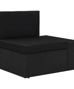 vidaXL 3 Piece Garden Lounge Set Poly Rattan Black