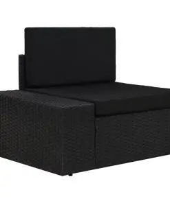 vidaXL 3 Piece Garden Lounge Set Poly Rattan Black