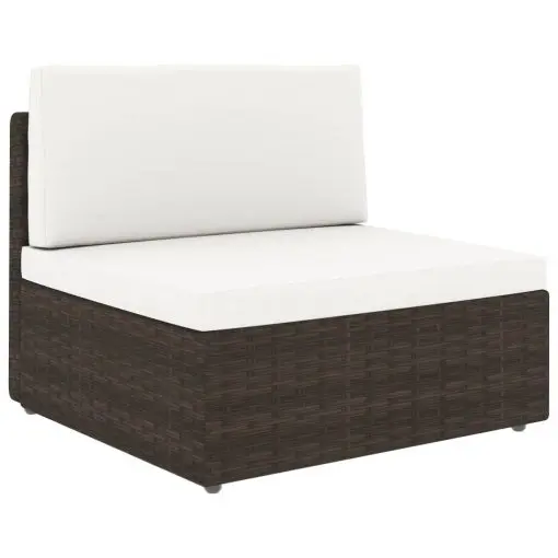 vidaXL Sectional Middle Sofa Poly Rattan Brown