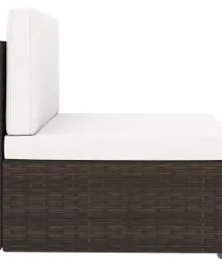 vidaXL Sectional Middle Sofa Poly Rattan Brown