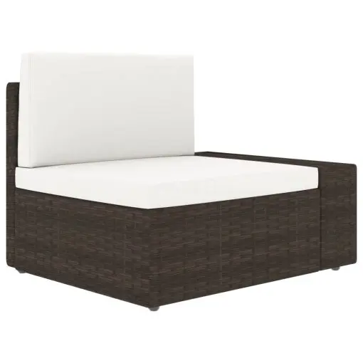 vidaXL Sectional Corner Sofa with Left Armrest Poly Rattan Brown