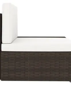 vidaXL Sectional Corner Sofa with Left Armrest Poly Rattan Brown