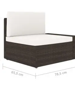 vidaXL Sectional Corner Sofa with Left Armrest Poly Rattan Brown