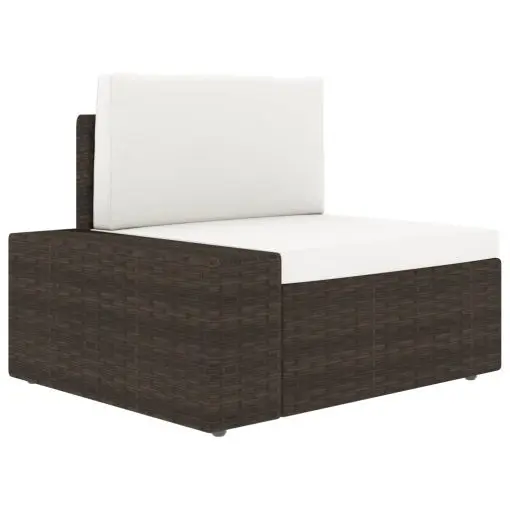 vidaXL Sectional Corner Sofa with Right Armrest Poly Rattan Brown