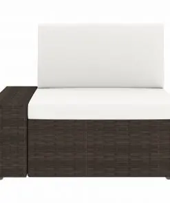 vidaXL Sectional Corner Sofa with Right Armrest Poly Rattan Brown