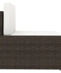 vidaXL Sectional Corner Sofa with Right Armrest Poly Rattan Brown