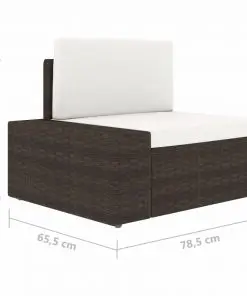 vidaXL Sectional Corner Sofa with Right Armrest Poly Rattan Brown