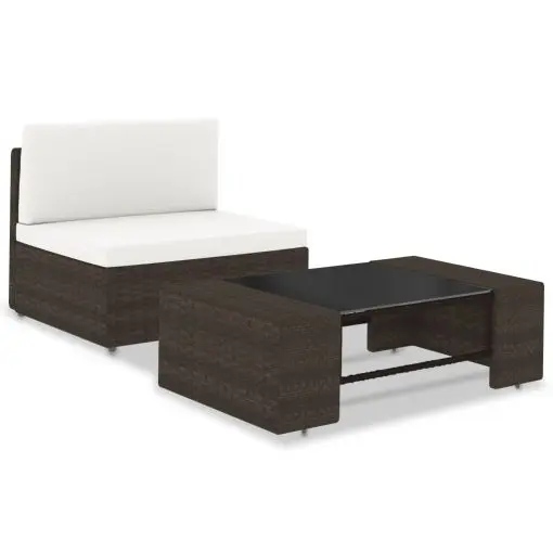 vidaXL 2 Piece Garden Lounge Set Poly Rattan Brown