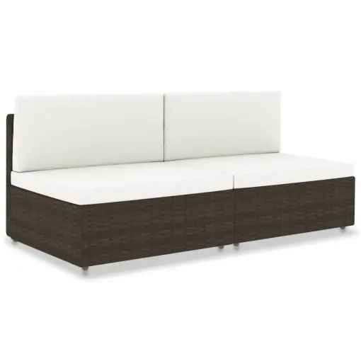 vidaXL Sectional Sofa 2-Seater Poly Rattan Brown