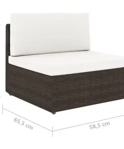 vidaXL Sectional Sofa 2-Seater Poly Rattan Brown