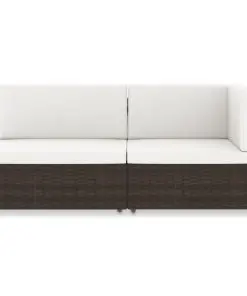 vidaXL Sectional Sofa 2-Seater Poly Rattan Brown