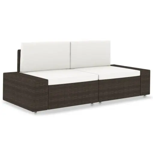 vidaXL Sectional Sofa 2-Seater Poly Rattan Brown