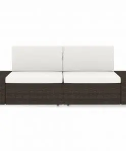 vidaXL Sectional Sofa 2-Seater Poly Rattan Brown