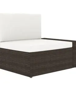 vidaXL Sectional Sofa 3-Seater Poly Rattan Brown